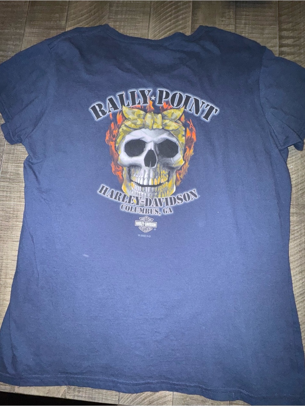 Harley-Davidson Navy Skull Flame Graphic Tee Womens